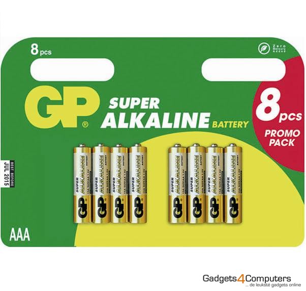 GP 8x Super Alkaline AAA Batterijen 1.5V